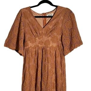 Orange floral midi dress